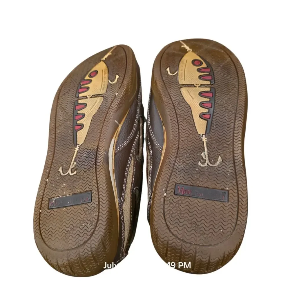Margaritaville Sz 11 Speed Boat Slip On Shoes Men's Brown Leather Boat Loafers